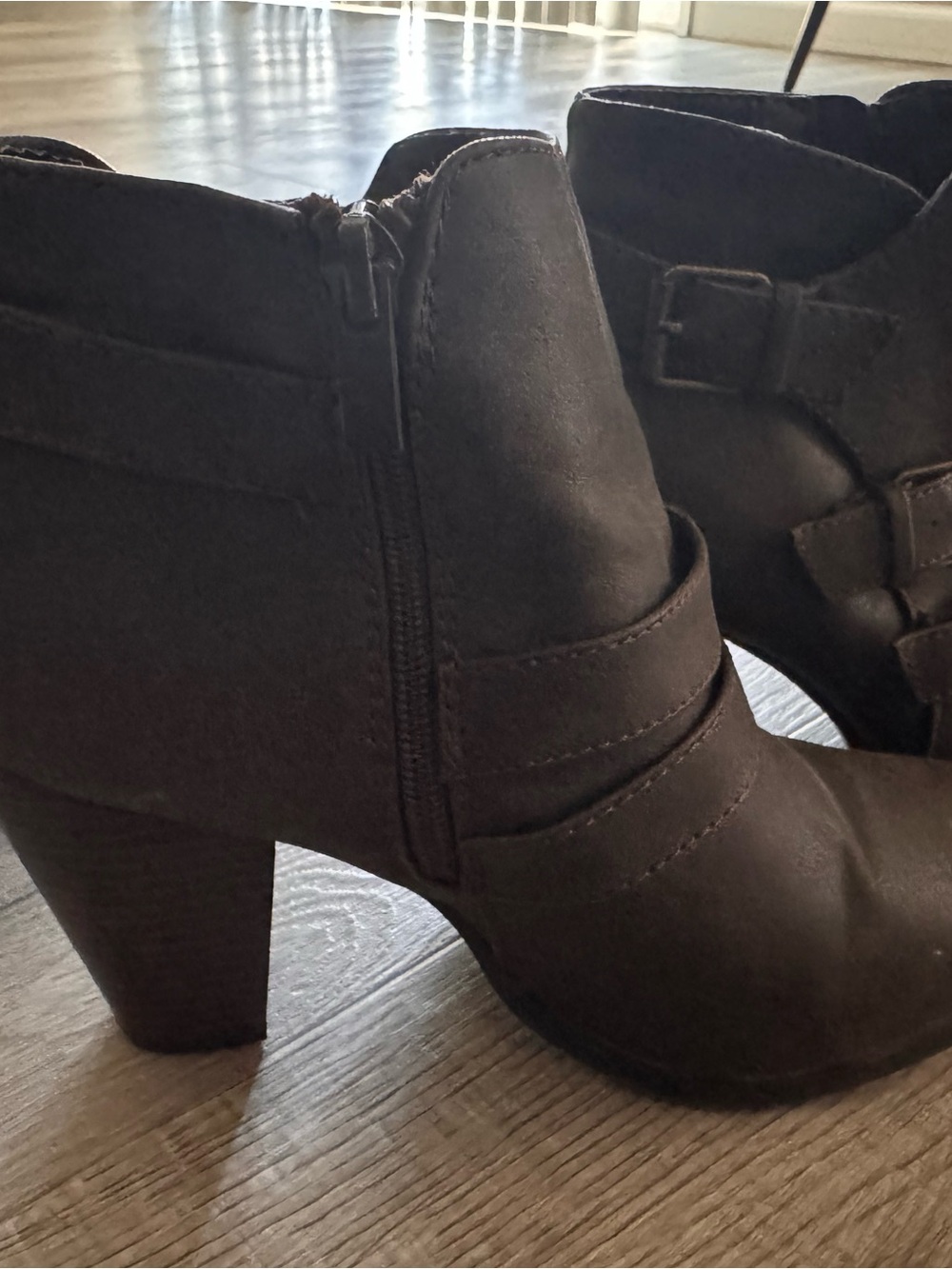 Forever Dark Brown Faux Suede Ankle Booties with Side Zip